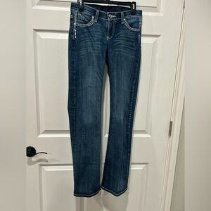 Wrangler‎ Jeans Shiloh Womens Size 3/4 x  34 Bootcut Blue No Gap Waist Band